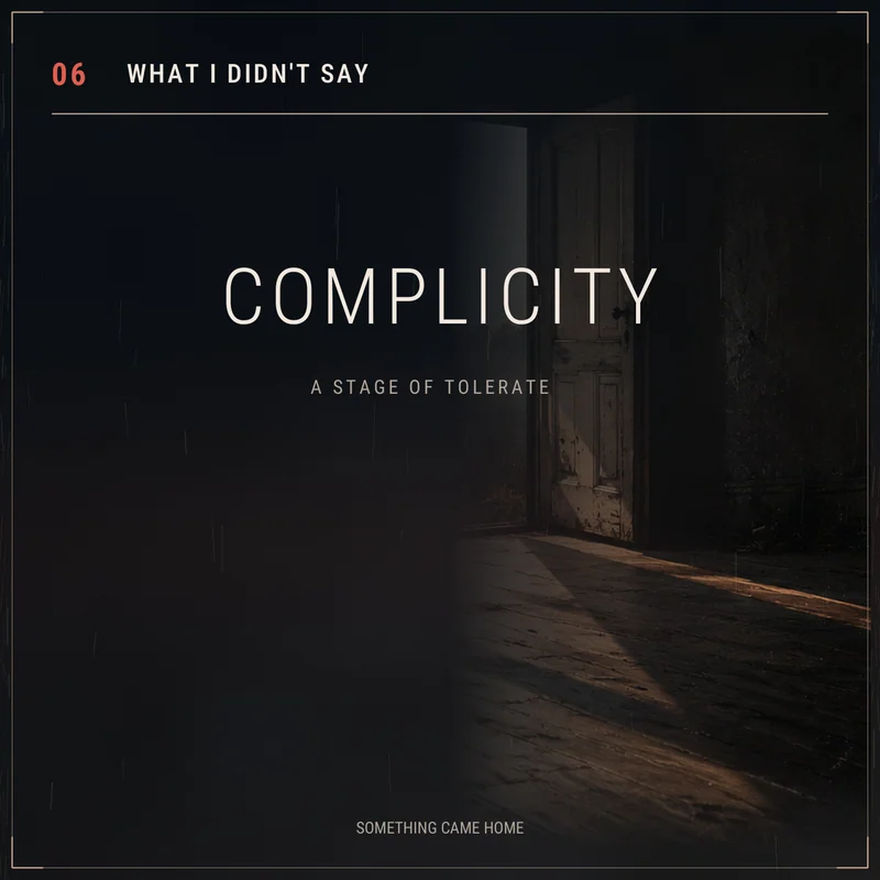 Title card for track 6, What I Didn't Say: Complicity, a stage of Tolerate. This sheet has no lyrics.